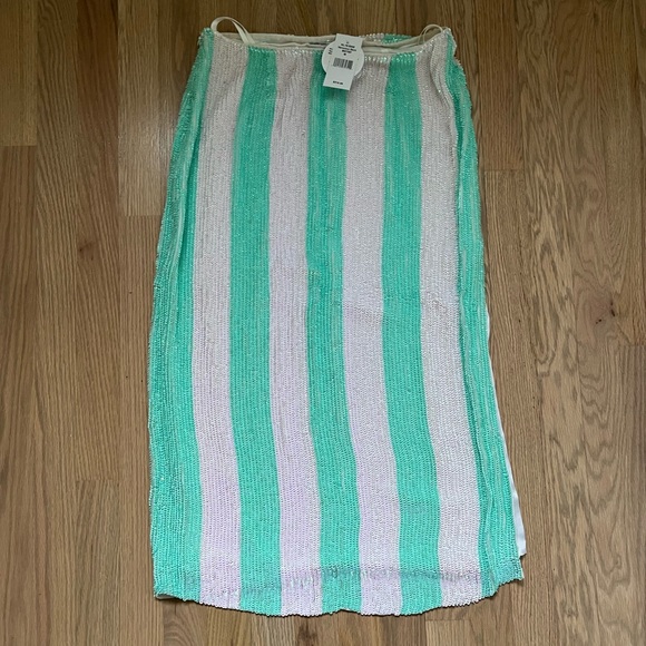 Retrofete Veronica Skirt Mint Stripes Green White Sequin NWT - Picture 7 of 7